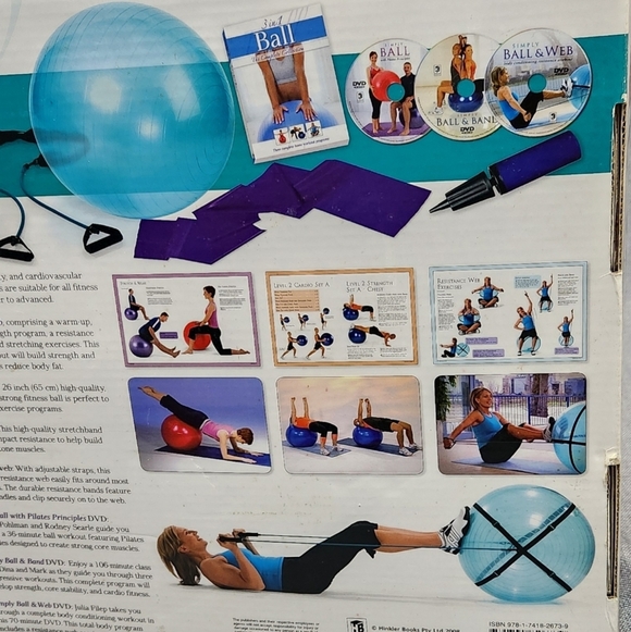 3 in 1 Fitness Ball The Complete Collection Book & DVD fitness ball stretchband. - Picture 3 of 4